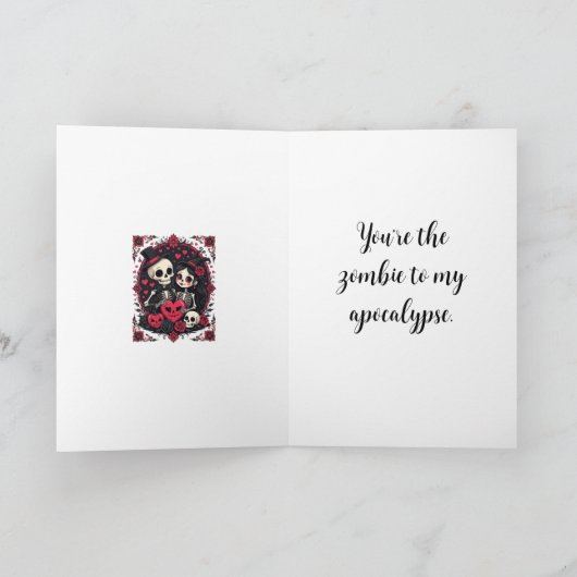 Skelett-Pärchen mit Vorliebe für Halloween Karte (Innenseite)