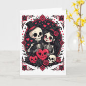 Skelett-Pärchen mit Vorliebe für Halloween Karte (Gelbe Blume)