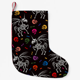 Skelett Pegasus: farbenfrohe Schädelmuster. Kleiner Weihnachtsstrumpf