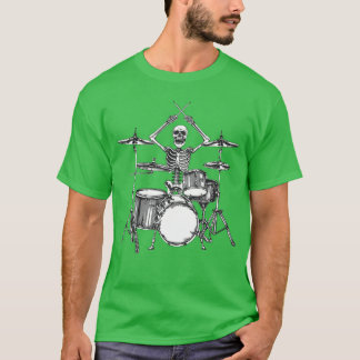 Skelett-Percussionist Schlagzeuger Halloween Rock T-Shirt