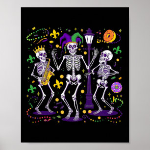Skelett-Perlen Joker-Hut Mardi Gras New Orleans Fl Poster