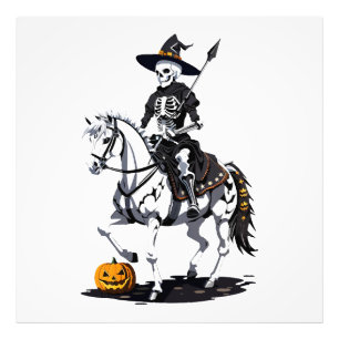 Skelett-Pferdereiter - Halloween-Skelett Fotodruck