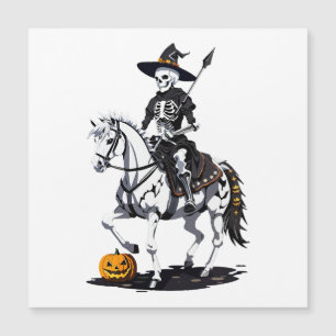 Skelett-Pferdereiter - Halloween-Skelett Magnetkarte