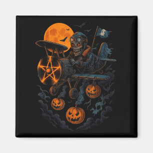 Skelett-Pilot-Kunst-Halloween-Gruselflugzeug für M Magnet