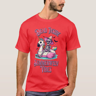 Skelett Pool Schwimmkörper Sommerween Vibes Grusel T-Shirt