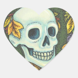 SKELETT-PORTRAIT, TOTENKOPF-HALLOWEEN-STICKERBOGEN Herz-Aufkleber