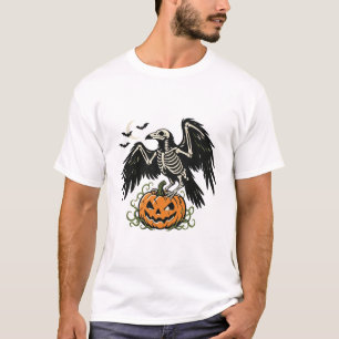 Skelett Rabe Kürbis Halloween T-Shirt