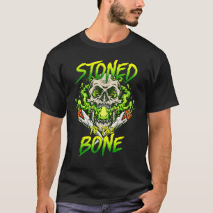 Skelett raucht Gras völlig zugedröhnt Halloween T-Shirt