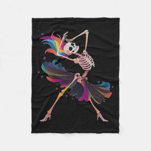 Skelett Regenbogen Ballerina Halloween Fleecedecke