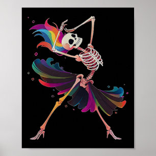 Skelett Regenbogen Ballerina Halloween Poster