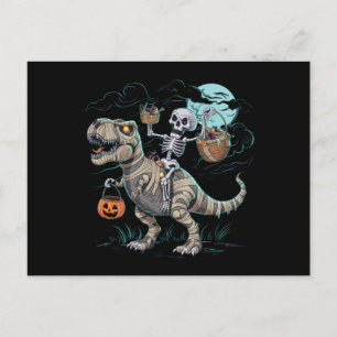 Skelett-Reit-Dinosaurier T Rex Halloween-Kürbis Postkarte