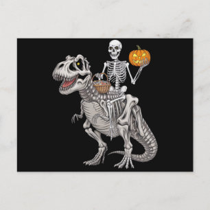 Skelett-Reit-Mumie-Dinosaurier-T-Rex-Halloween Postkarte