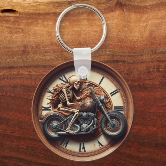 Skelett Reiten auf einem Zebrastreifen Schlüsselanhänger (Rückseite)