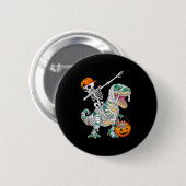 Skelett Reiten Tanzender Dab Dinosaurier T Rex Hal Button (Vorne & Hinten)