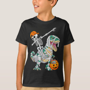 Skelett Reiten Tanzender Dab Dinosaurier T Rex Hal T-Shirt