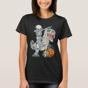Skelett Reiten Tanzender Dab Dinosaurier Trex Hall T-Shirt