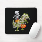 Skelett reitende Mumie Dinosaurier T Rex Halloween Mousepad (Mit Mouse)