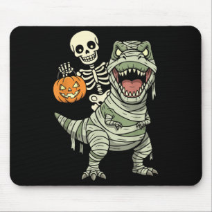 Skelett reitende Mumie Dinosaurier T Rex Halloween Mousepad