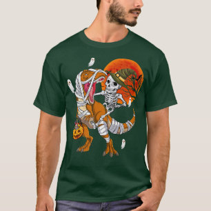 Skelett reitende Mumie Dinosaurier T Rex Lustiger T-Shirt