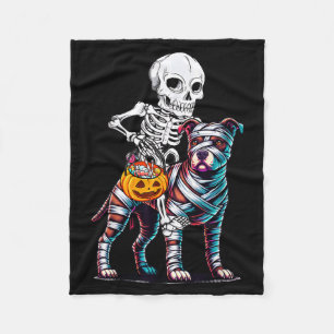 Skelett-Reitende-Mumie-Pitbull-Hund-Halloween-lust Fleecedecke