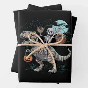 Skelett Reitender Dinosaurier T Rex Halloween-Kürb Geschenkpapier Set
