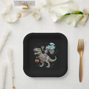 Skelett Reitender Dinosaurier T Rex Halloween Kürb Pappteller