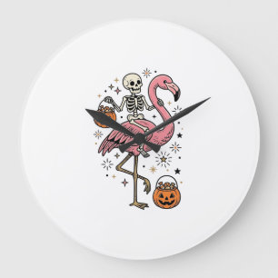 Skelett Reitender Flamingo Halloween Süßigkeiten S Große Wanduhr