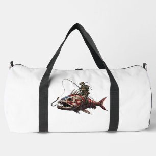 Skelett reitet American Flag Fisch Duffle Bag