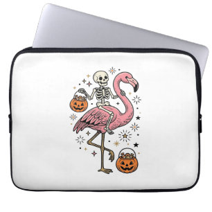 Skelett Reitet Flamingo Halloween Süßigkeiten Shir Laptopschutzhülle