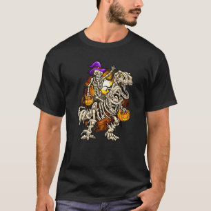 Skelett reitet Mumie Dinosaurier rex Halloween Kür T-Shirt