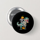 Skelett Riding Mummy Dinosaur T rex Halloween Pum Button (Vorne & Hinten)