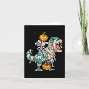 Skelett Riding Mummy Dinosaur T rex Halloween Pum Karte