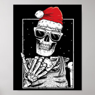 Skelett Rock Hand Halloween Weihnachten Rockmusik Poster