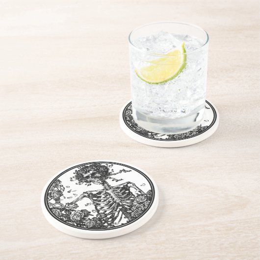 Skelett & Rose Getränkekasten Untersetzer (Seite)