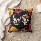 Skelett Roter Gelber Fall Blumenwirbel Kissen (Decke)