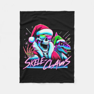 Skelett Santa reitet T Rex Dinosaur lustiges Chris Fleecedecke