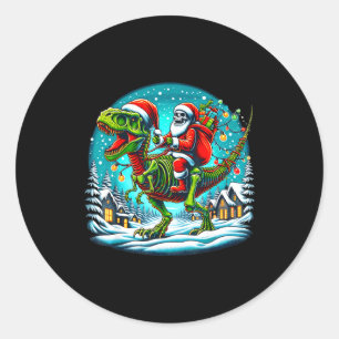 Skelett Santa Reitet T Rex Dinosaurier Lustiges We Runder Aufkleber