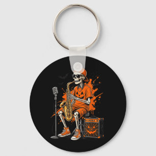 Skelett Saxophon Halloween Lustiger Saxophonist Mä Schlüsselanhänger