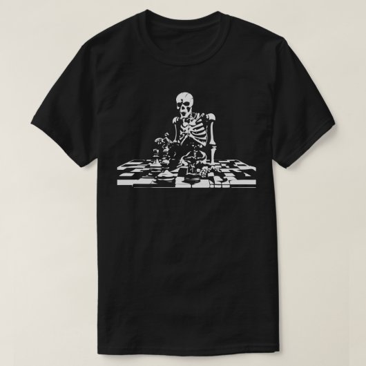 Skelett Schachspielen T-Shirt (Design vorne)