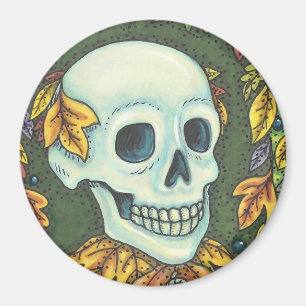 SKELETT-SCHÄDEL, GENTLEMAN HALLOWEEN MAGNET Round