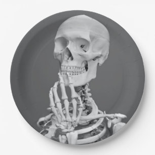 Skelett-Schädel Halloween Schwarz und Weiß Grau Pappteller