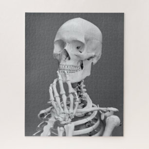 Skelett-Schädel Halloween Schwarz und Weiß Grau Puzzle