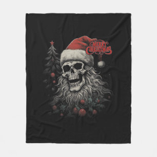 Skelett-Schädel Lustiges Frohe Weihnachten Santa P Fleecedecke