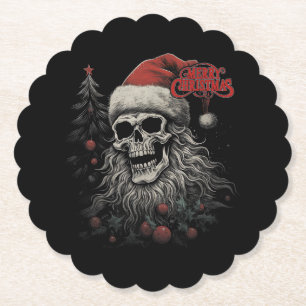 Skelett-Schädel Lustiges Frohe Weihnachten Santa P Untersetzer