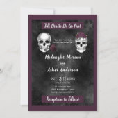 Skelett Schädel Rose bis Tod tun uns Teil Einladung (Vorderseite)