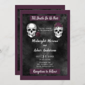 Skelett Schädel Rose bis Tod tun uns Teil Einladung (Vorne/Hinten)