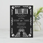 Skelett Schädelknochen & Gotisches Halloween-Party Karte (Stehend Vorderseite)