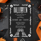 Skelett Schädelknochen & Gotisches Halloween-Party Karte