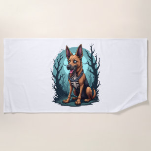 Skelett Schäferhund Strandtuch