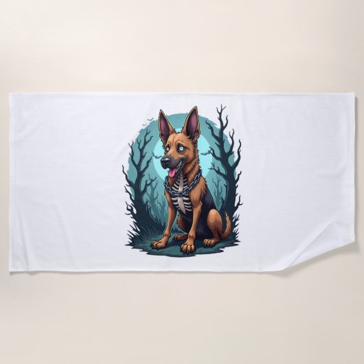 Skelett Schäferhund Strandtuch (Vorderseite)
